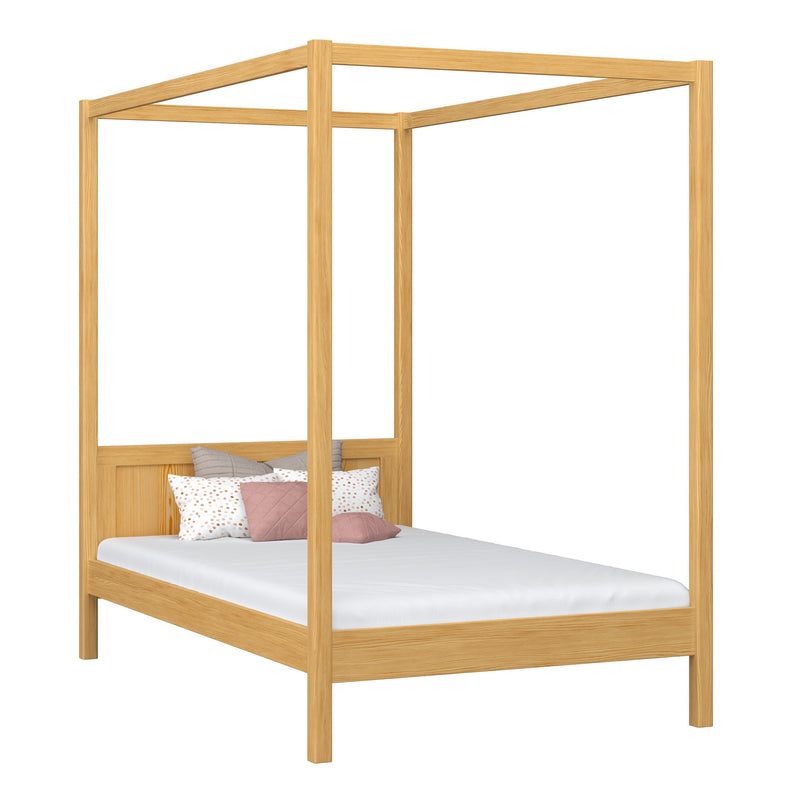 Lit à baldaquin en bois pin naturel – chambre d'enfant, style scandinave Nizio