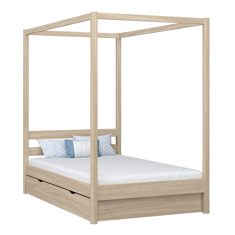 Hemelbed met lade eiken gewit eiken – kinderkamer, scandi stijl
