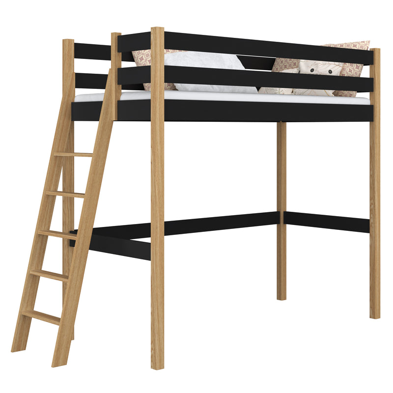 Hoogslaper houten zwart-eiken – kinderkamer, massief hout, scandi stijl