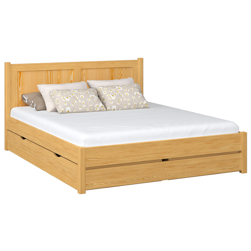 Tweepersoonsbed met lade houten naturel grenen – slaapkamer, opbergruimte, scandi stijl