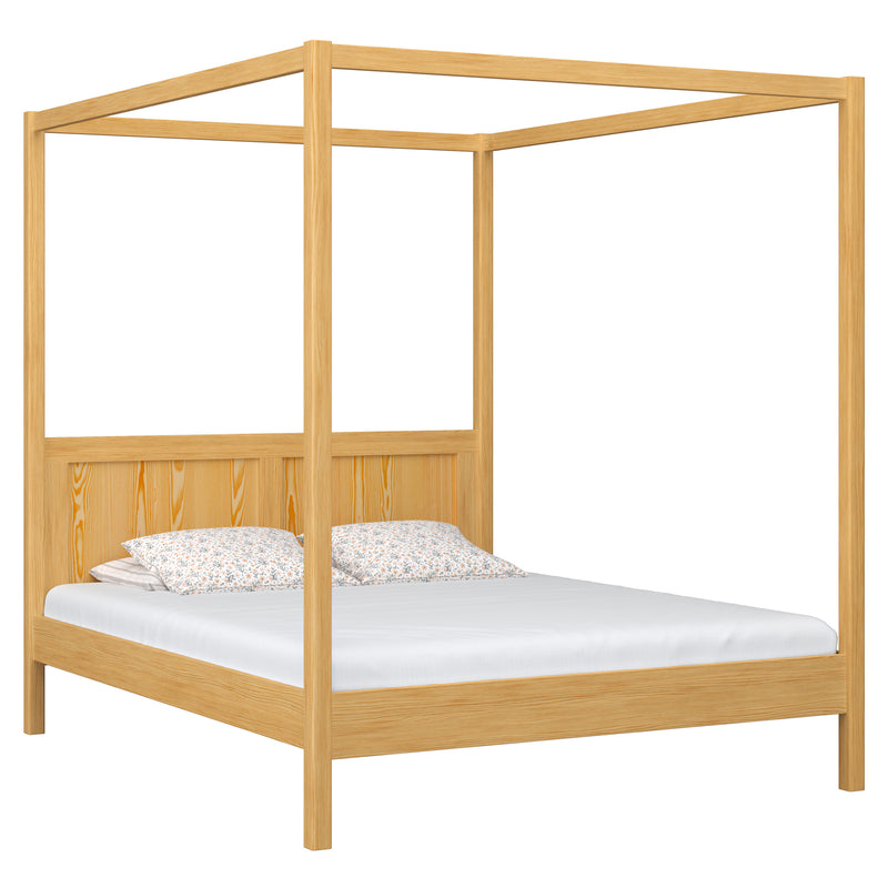 Lit double à baldaquin en bois pin naturel – chambre, style scandinave
