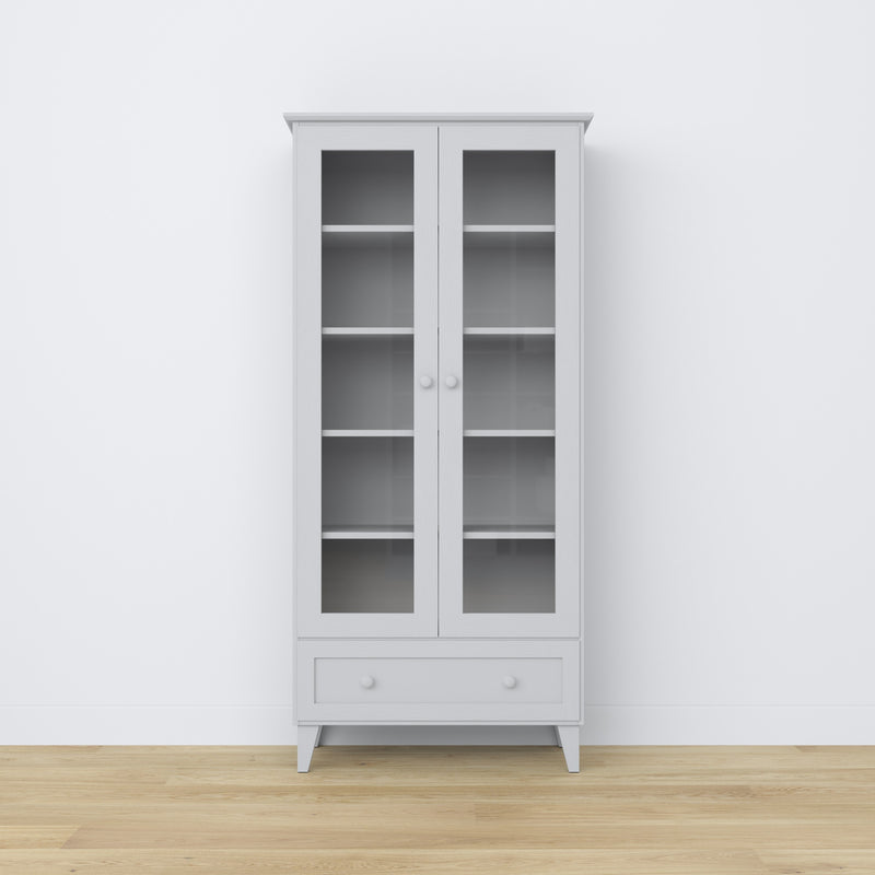 Vitrine z tiroir en bois gris 90 cm – salon, style scandinave Nizio
