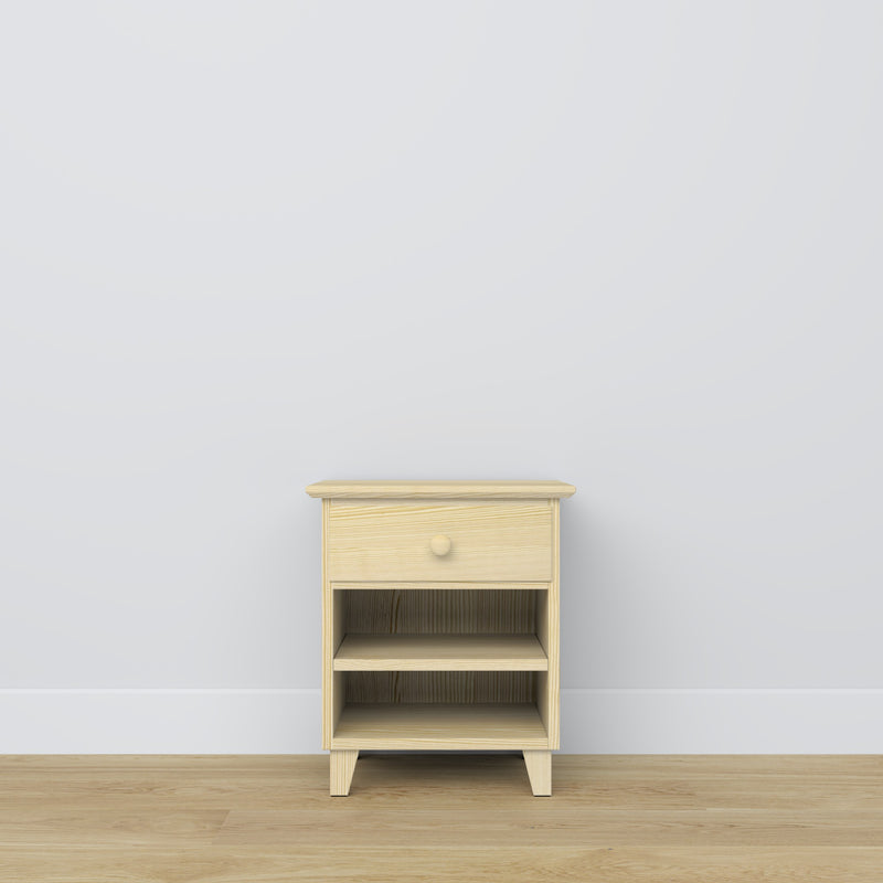 Pine bedside table 1S N02 Scandi clear pine