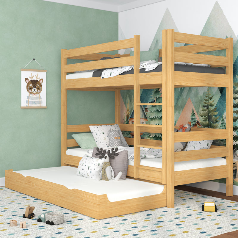 Stapelbed met lade voor matras houten naturel grenen – kinderkamer scandi