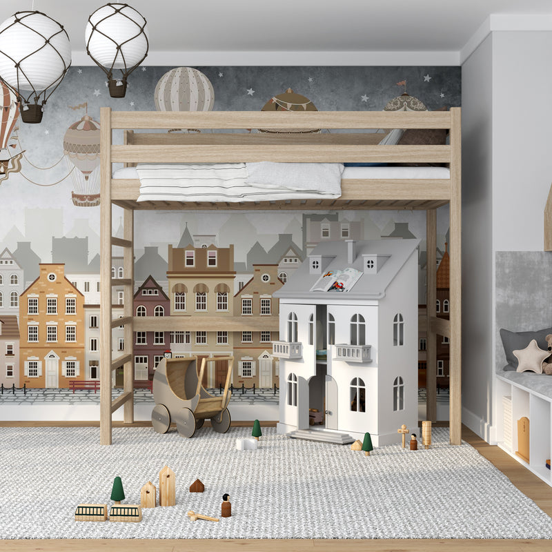 Hoogslaper eikenhouten gewit eiken – kinderkamer, massief hout, scandi stijl