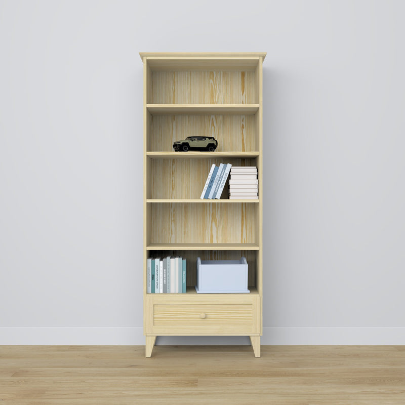 Bookcase with drawer pine clear pine 80 cm – living room and office, Scandinavian style