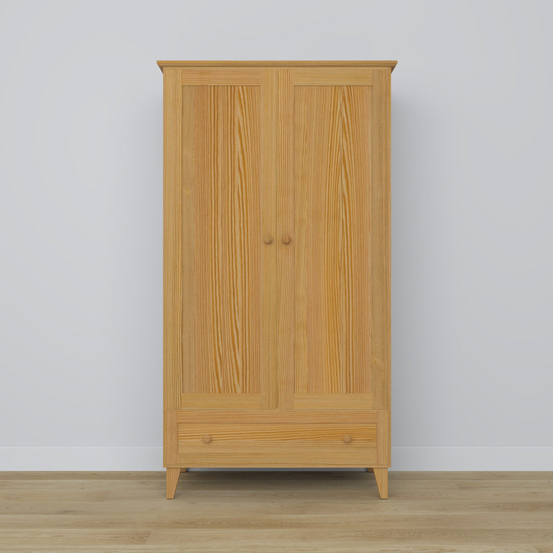2-door wardrobe with drawer pine natural pine – bedroom, Scandinavian style