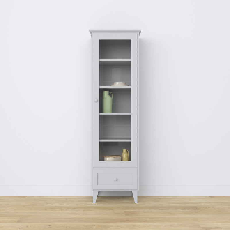 Display cabinet with drawer wooden grey 57 cm – living room, Scandinavian style Nizio