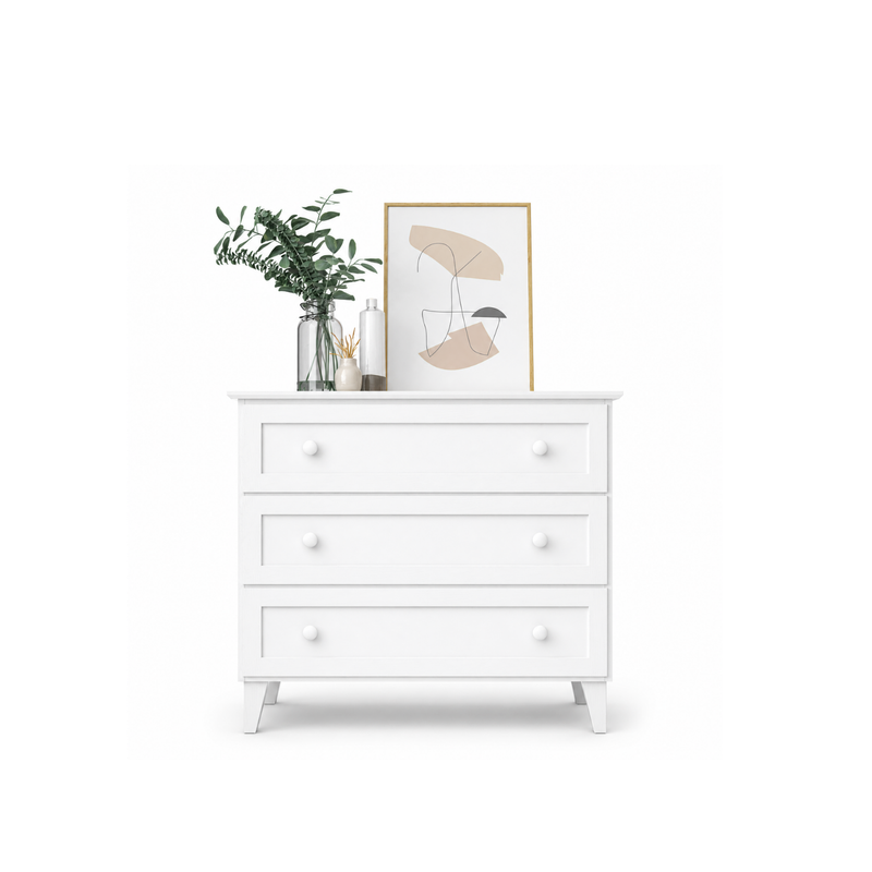 Commode met 3 lades houten wit 105 cm – slaapkamer, Scandinavische stijl