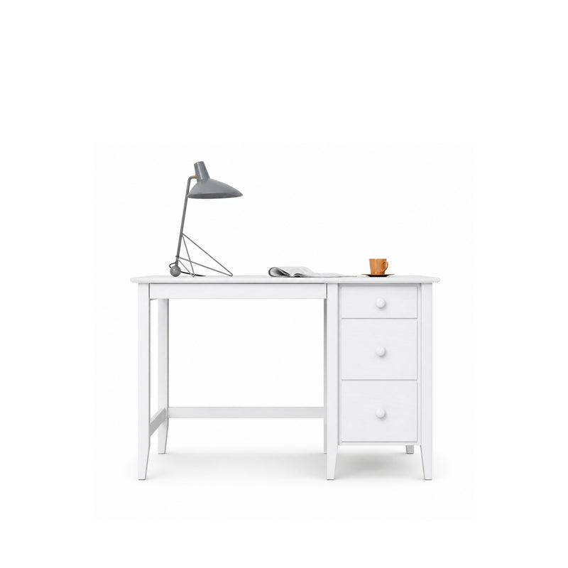 Bureau met 3 lades houten wit – werkkamer en tienerkamer, scandi