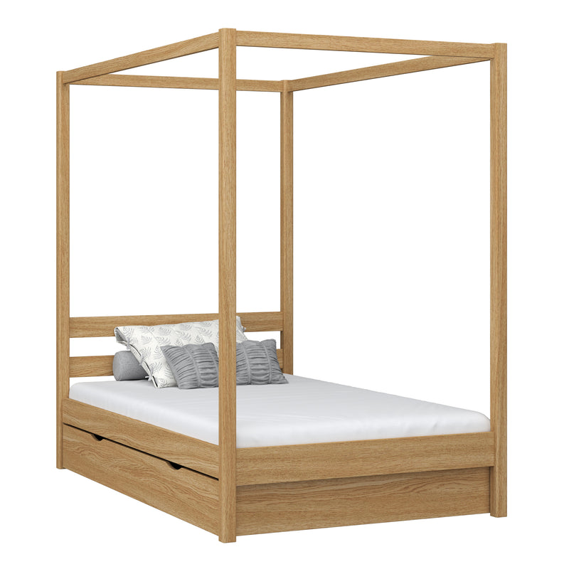 Hemelbed met lade eiken naturel eiken – kinderkamer, scandi stijl
