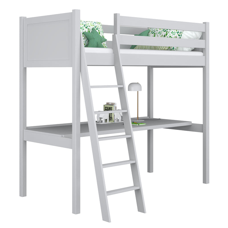 Grey Wooden Loft Bed with Desk – Children’s Room, Scandi Nizio