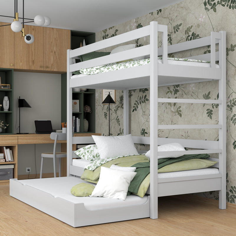 Stapelbed met lade voor matras houten grijs – kinderkamer scandi