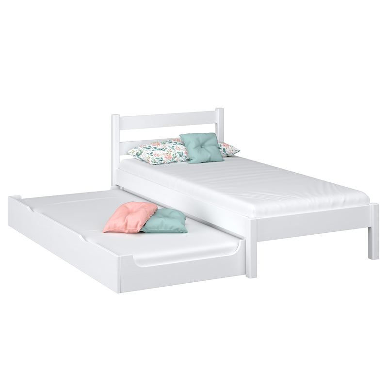 lit simple avec tiroir pour matelas N01 en bois dans la couleur sur commande RAL/NCS – bois massif, Nizio