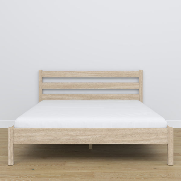 Oak double bed bleached oak – side view, proportions and shape, bedroom