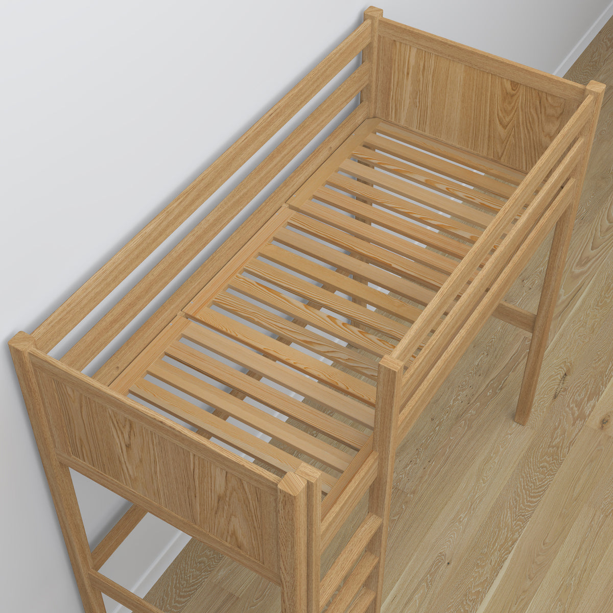 Hoogslaper eikenhouten naturel eiken – details van verbindingen en ladder, Nizio Home
