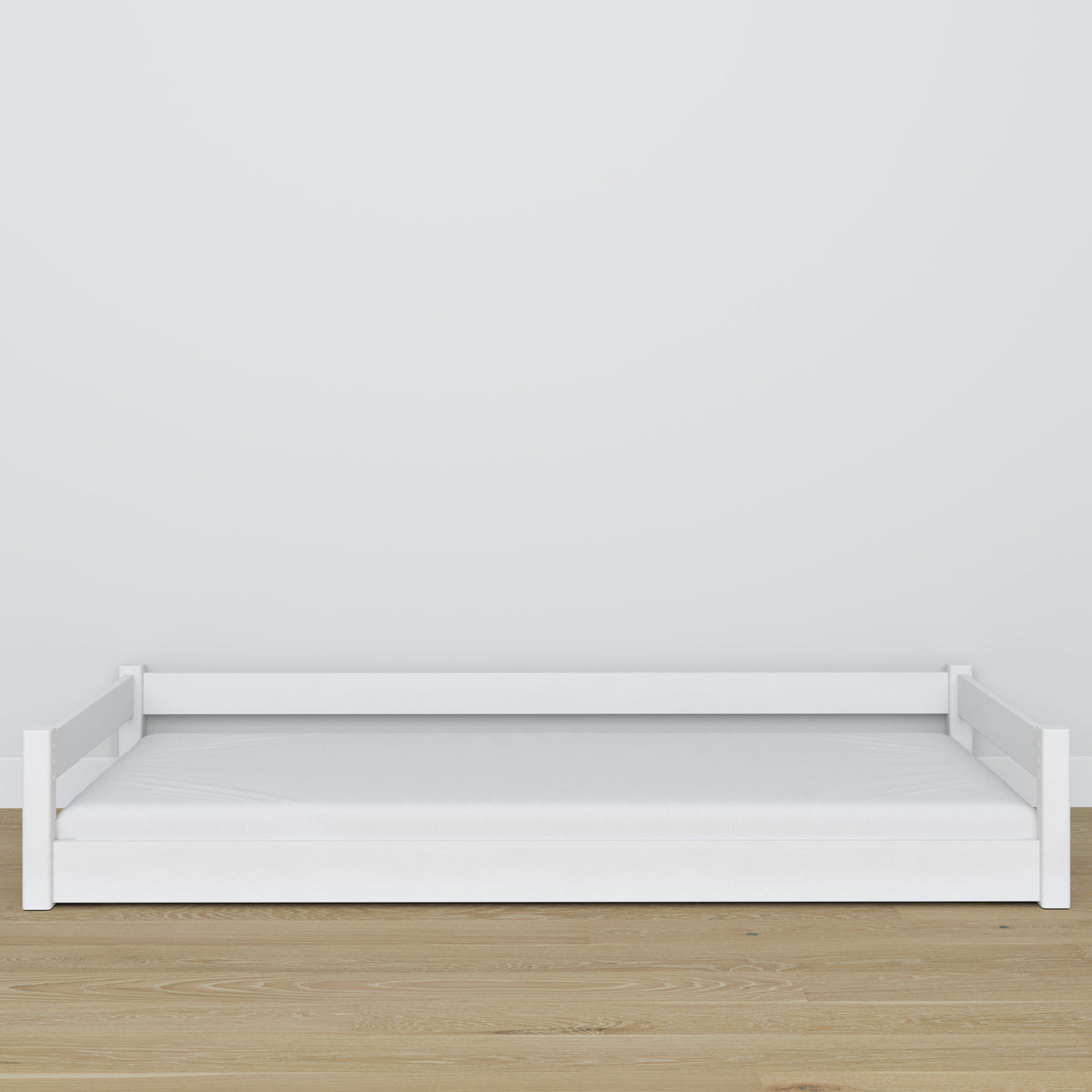 Laag bed wit van hout – afmetingen en schema, Nizio