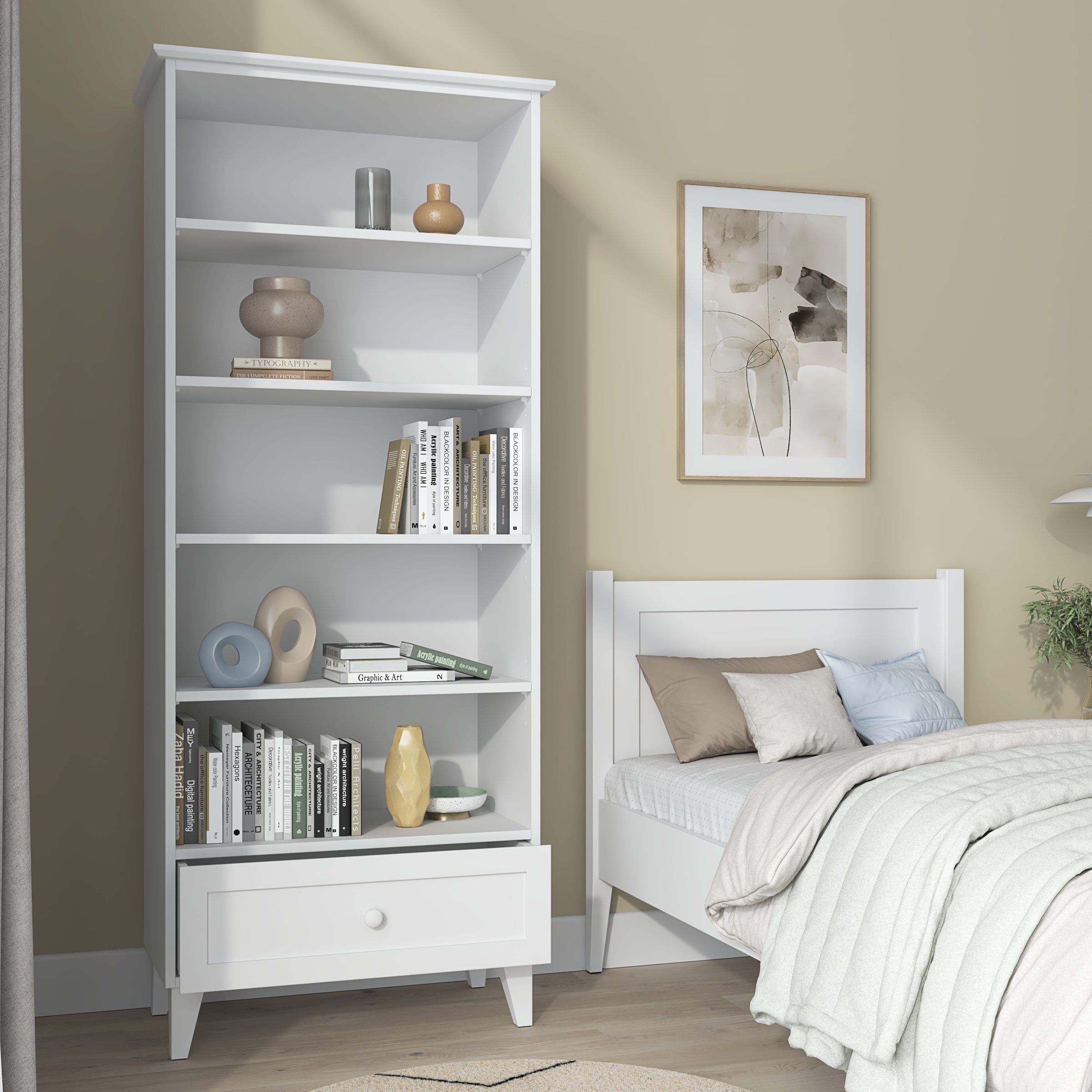Houten boekenkast 1S 80 Scandi wit