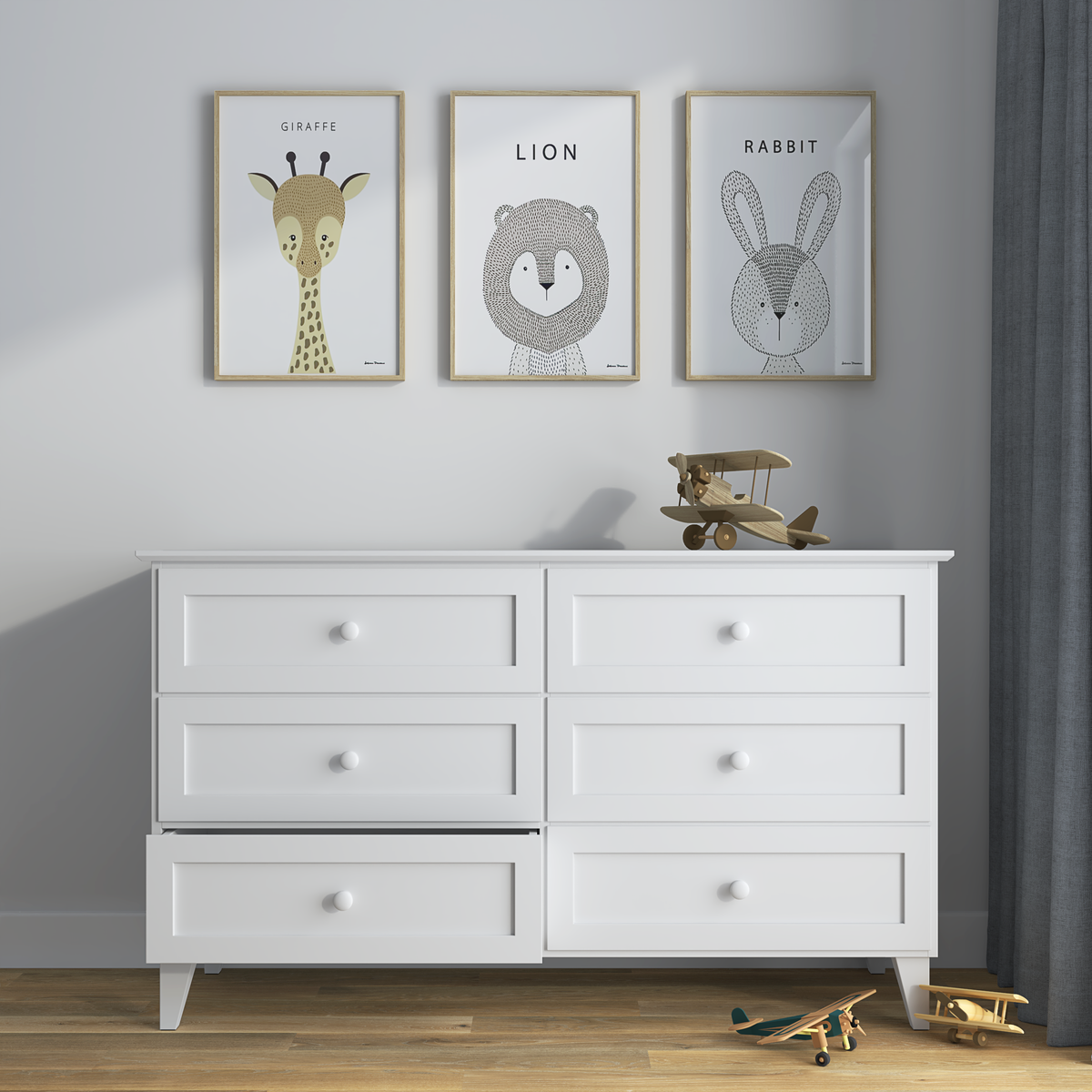 Chest of drawers 6S wooden white – open drawers, spacious storage compartments