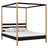 Tweepersoonsbed met hemelbed zwart-eiken – lattenbodem en latten, houten, Nizio