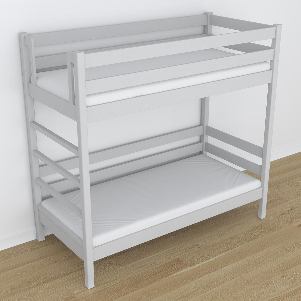 Stapelbed grijs van hout – afmetingen en schema, Nizio