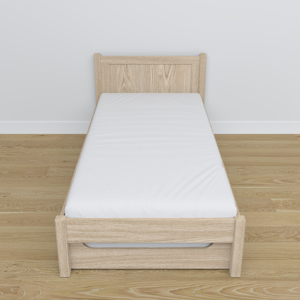 Bed gewit eiken – lade voor matras, eiken details, Nizio Home
