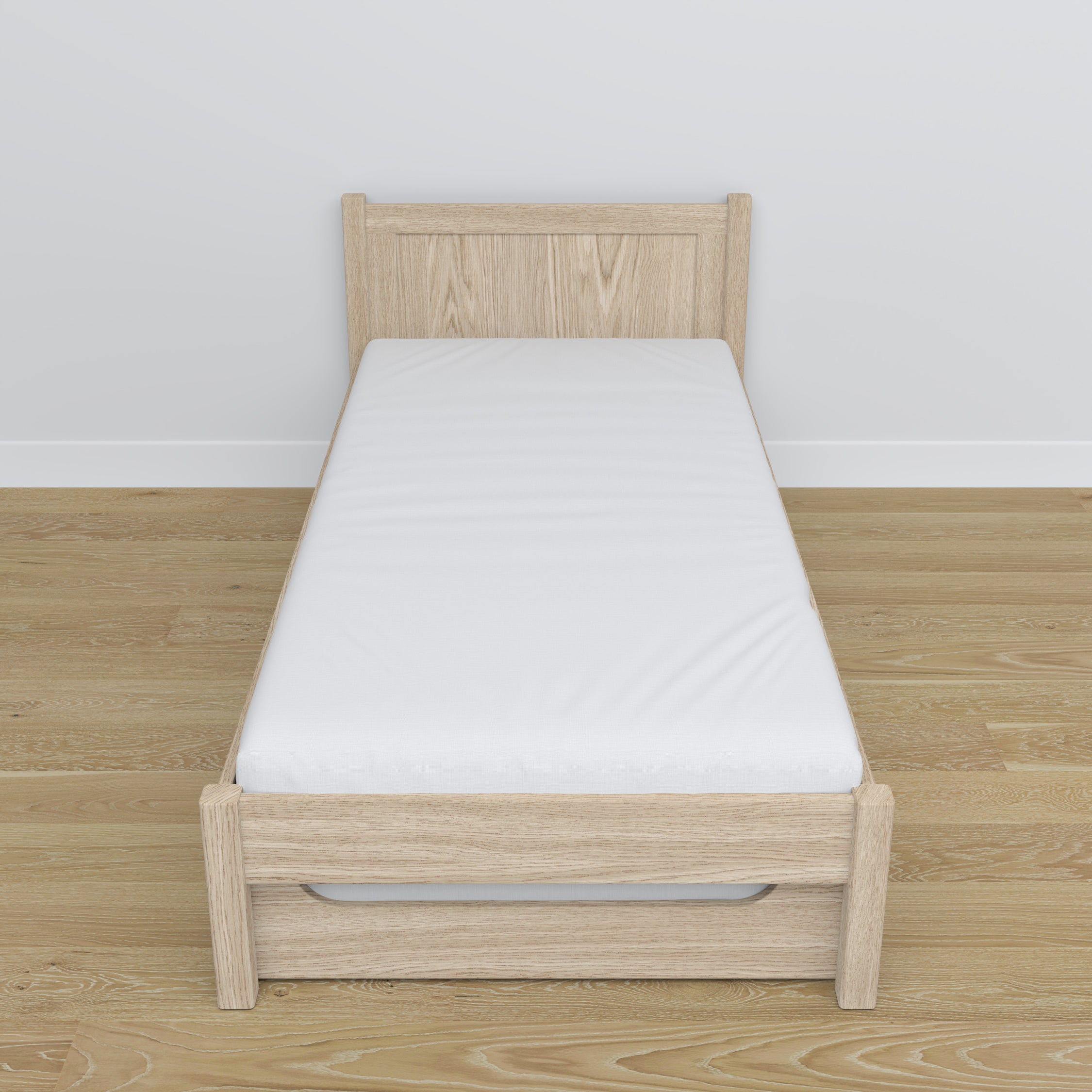 Bed gewit eiken – lade voor matras, eiken details, Nizio Home