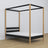 Bed zwart-eiken met hemel – decoratief houten frame, veilig voor kinderen