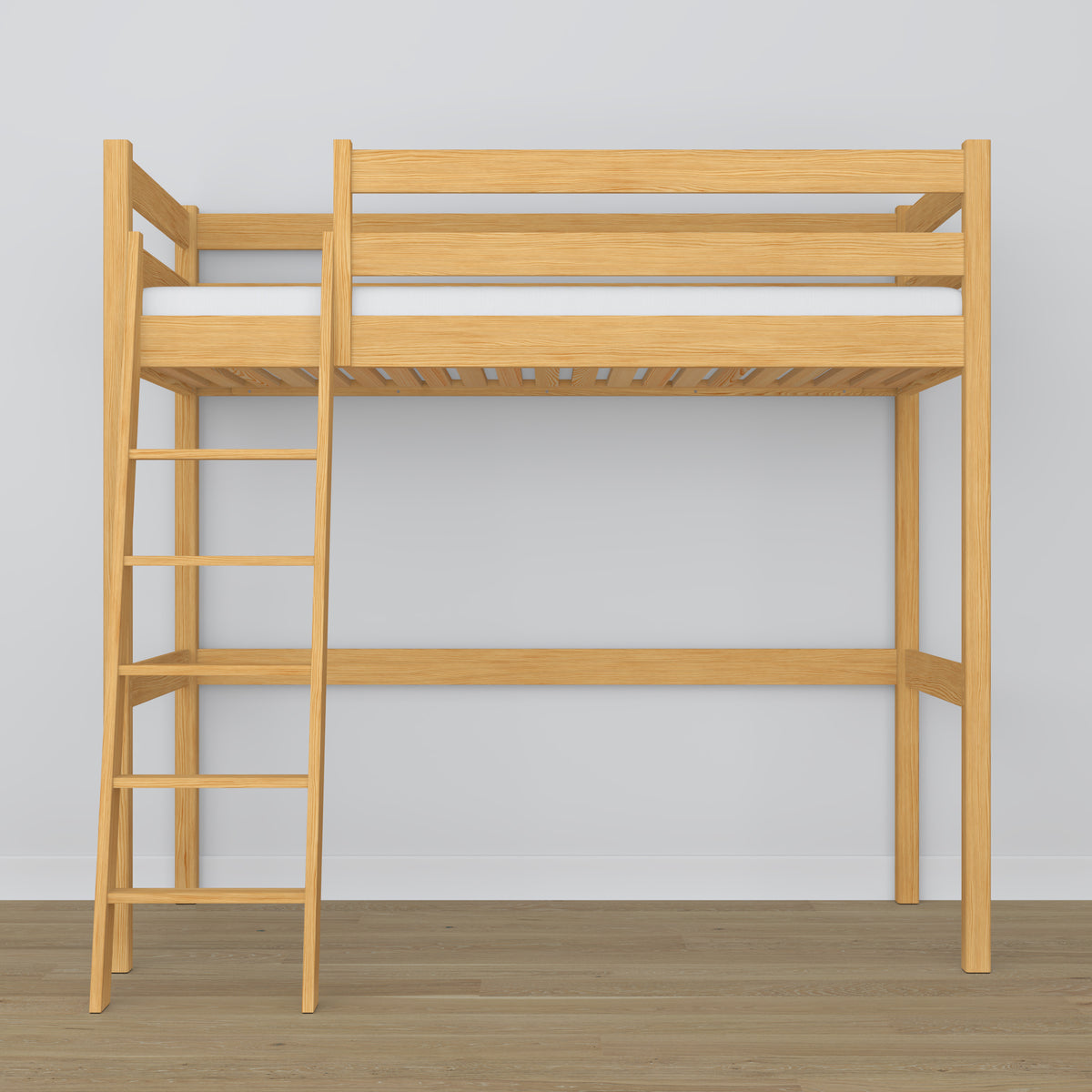 Hoogslaper van hout naturel grenen – details van verbindingen en ladder, Nizio Home