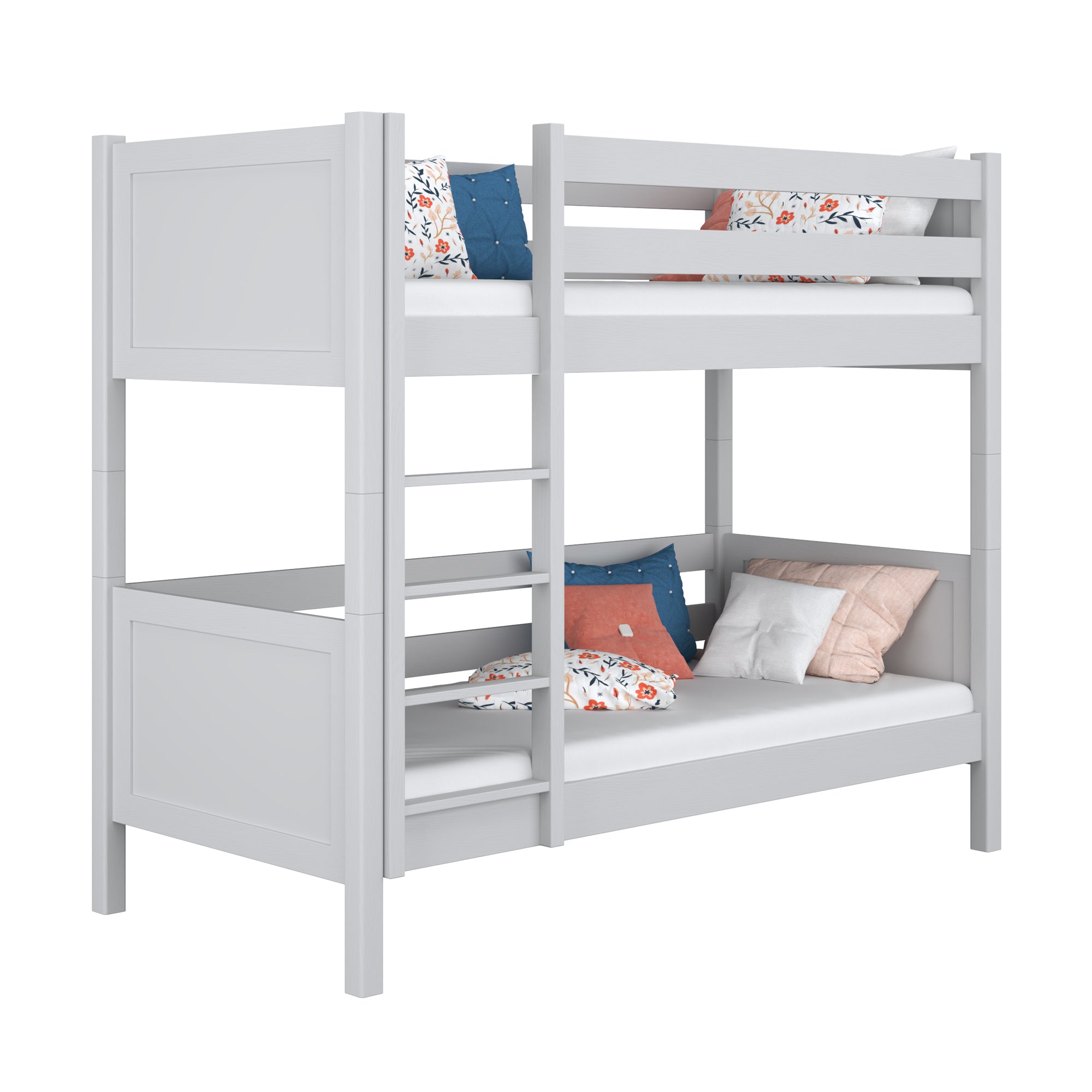 Stapelbed grijs – ladder en veiligheidsbeugel houten, Nizio Home