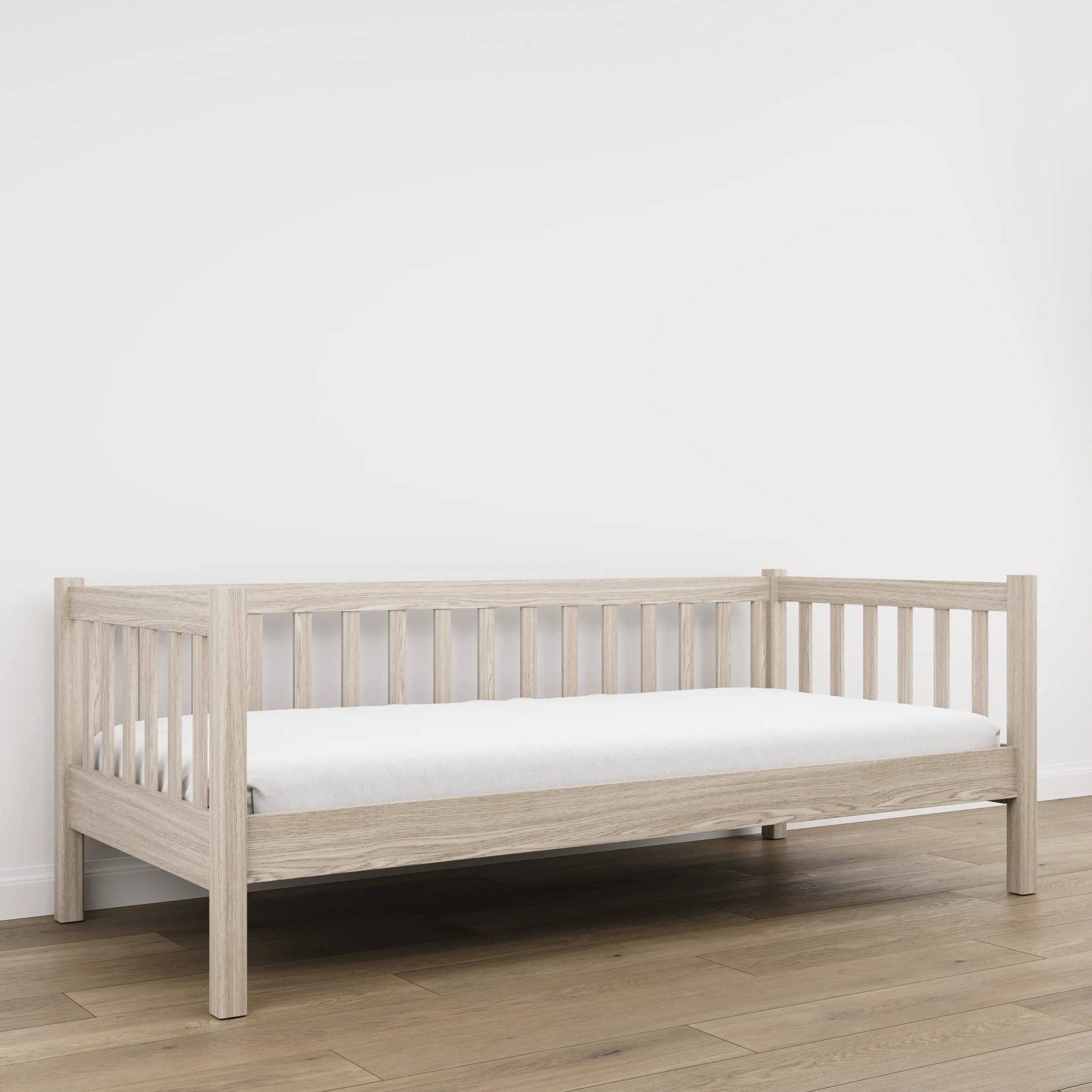 Slaapbank eikenhouten gewit eiken – details van hout en verbindingen, Nizio Home