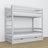Stapelbed van hout grijs – details van verbindingen en ladder, kinderkamer
