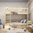 Houten stapelbed met lade transparant grenen – kinderkamer, massief hout, scandi