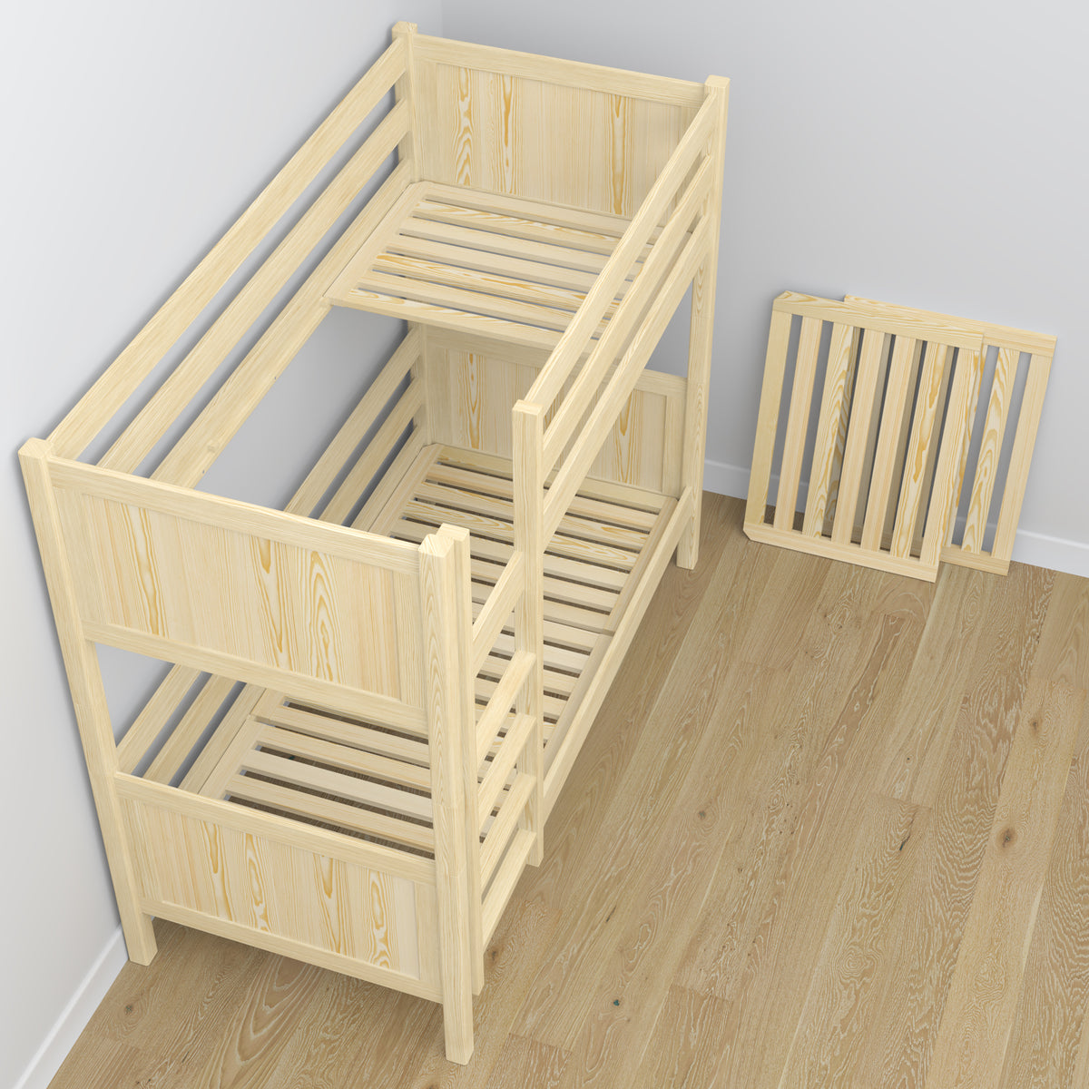 Stapelbed transparant grenen – houten lattenbodem met latten, lade voor matras