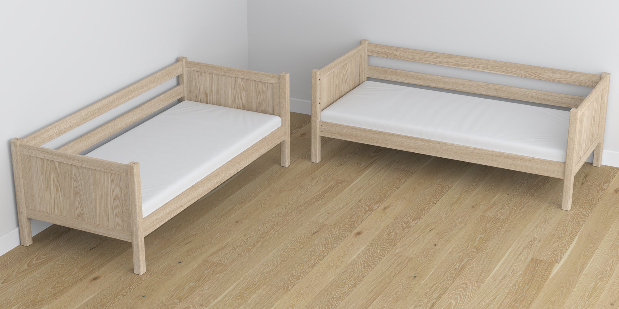Stapelbed gewit eiken – eiken schrijnwerkverbindingen, close-up, Nizio Home
