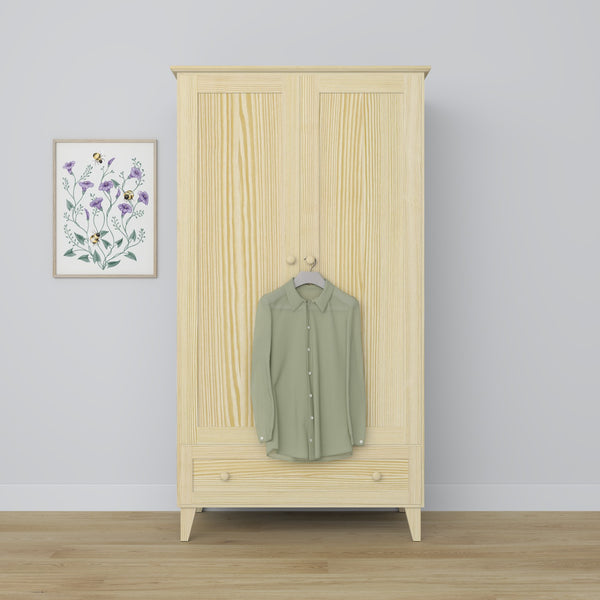 Pine wardrobe 2D1S Scandi clear pine