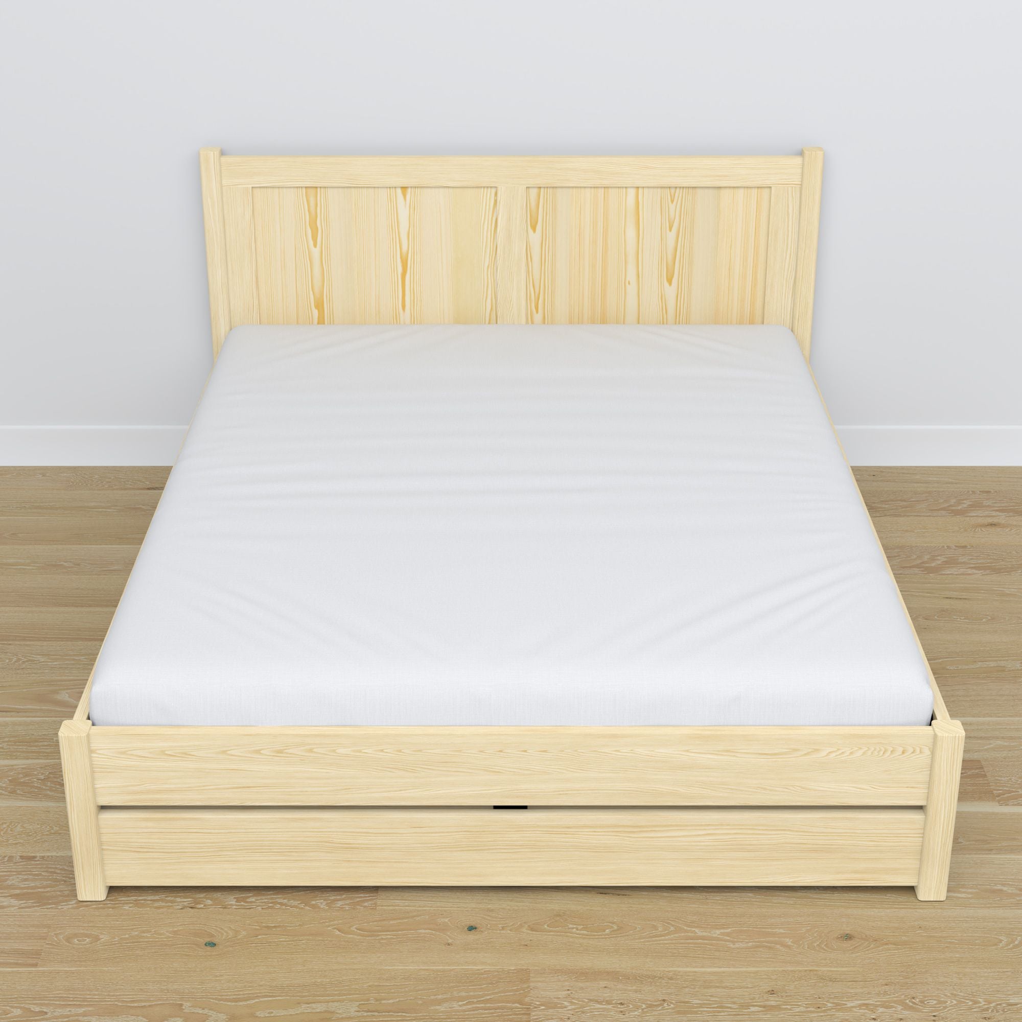 Wooden double bed with drawer N02 clear pine