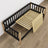 Sofabed houten zwart met eiken – details van hout en verbindingen, Nizio Home