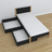 Black and Oak Wooden Bed with Drawer – Angled View