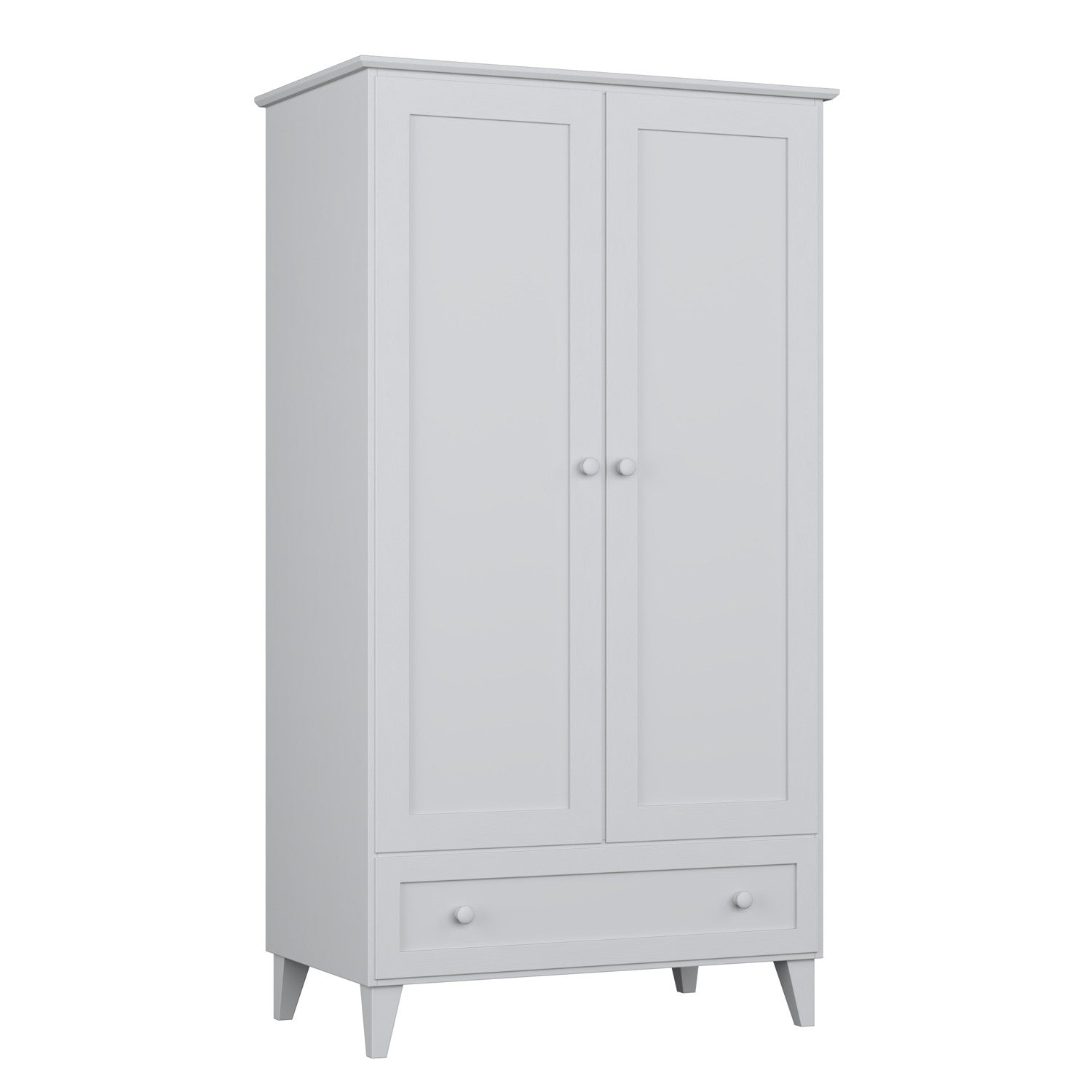Wardrobe 2D1S wooden grey – side view, depth and proportions of the furniture