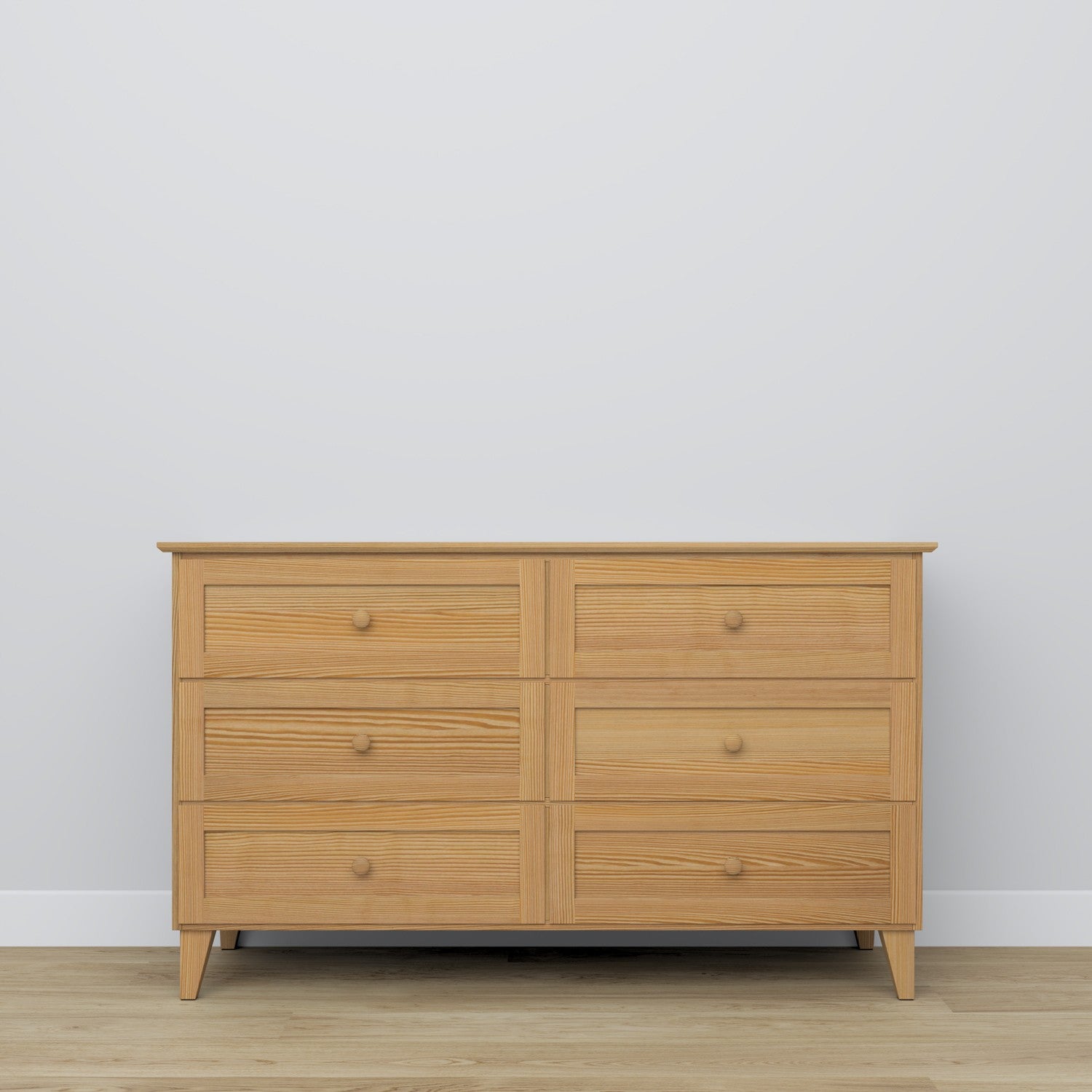 Chest of drawers 6S natural pine – handle and drawer front, close-up of pine finish