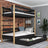 Stapelbed houten zwart-eiken – lade open, ruime opbergruimte onder het bed