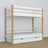 Stapelbed wit-eiken – houten frame met lattenbodem, zijaanzicht