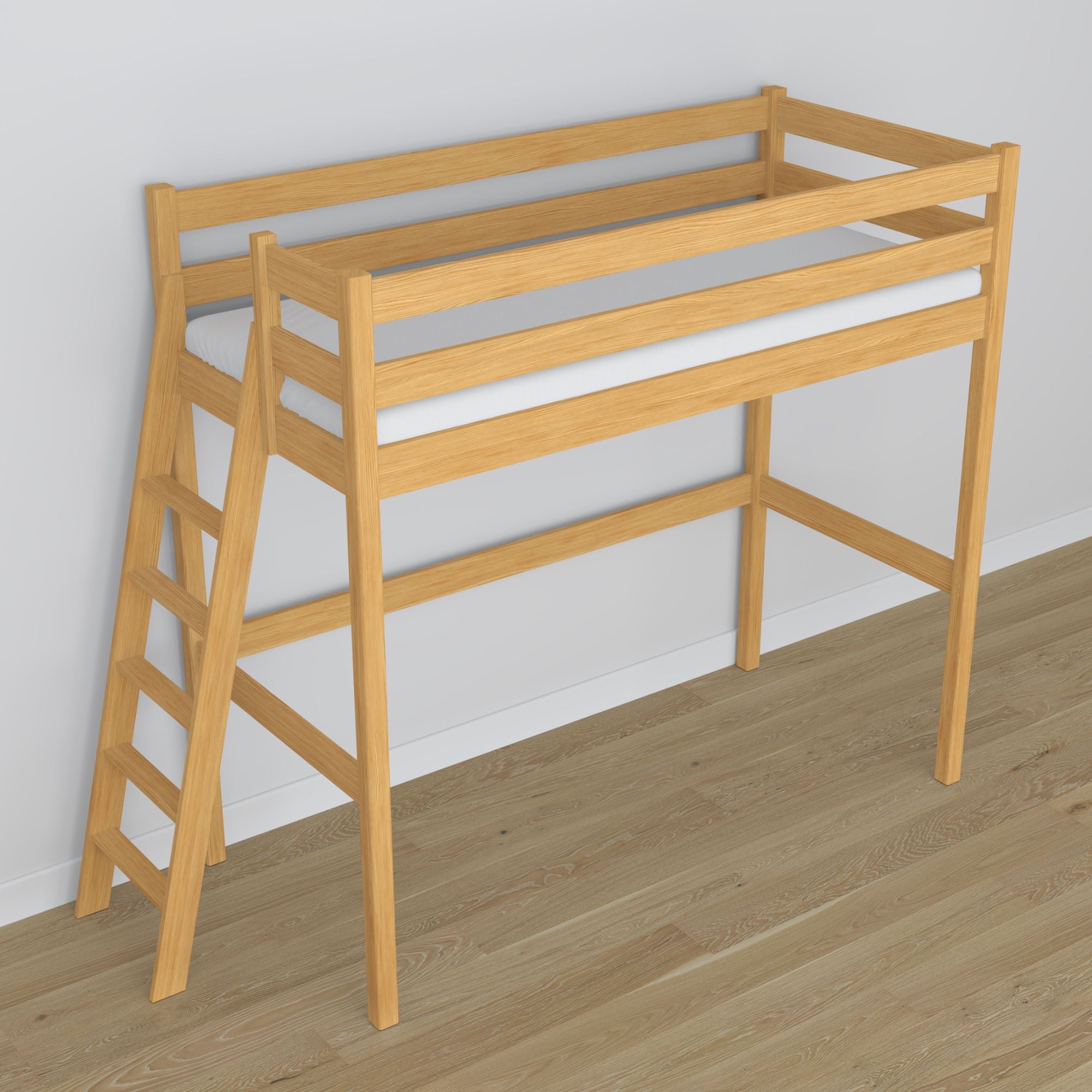 Houten slaapbank wit – schuin aanzicht, scandi