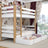Stapelbed houten wit-eiken – lade open, ruime bergruimte onder het bed