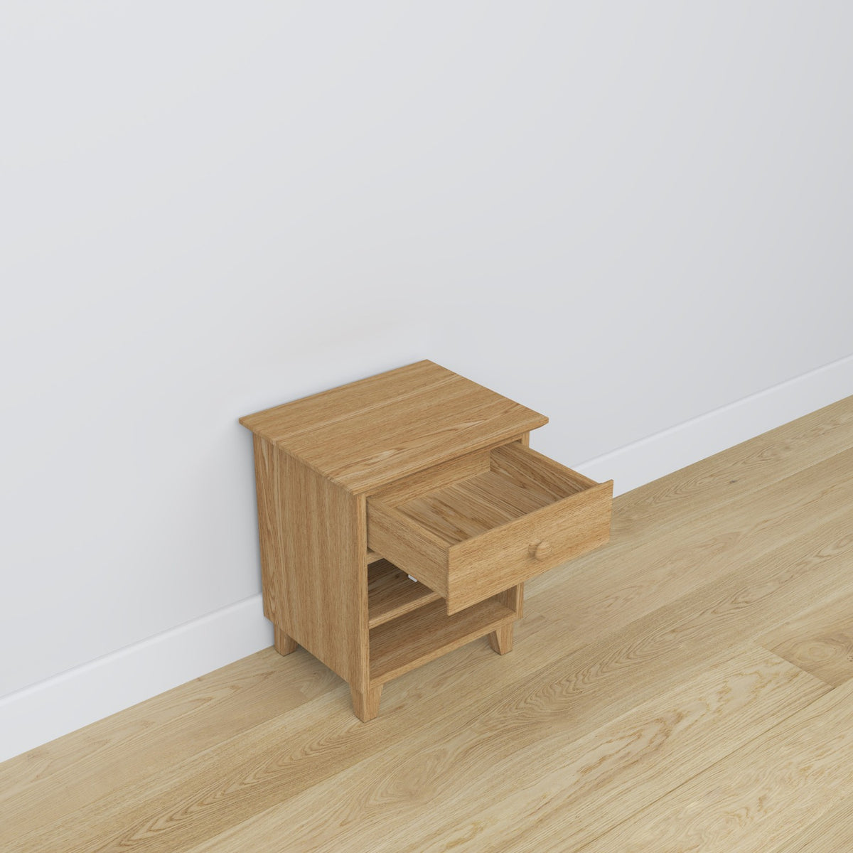 Table de chevet N02 chêne naturel en chêne – vue de côté, Nizio Home