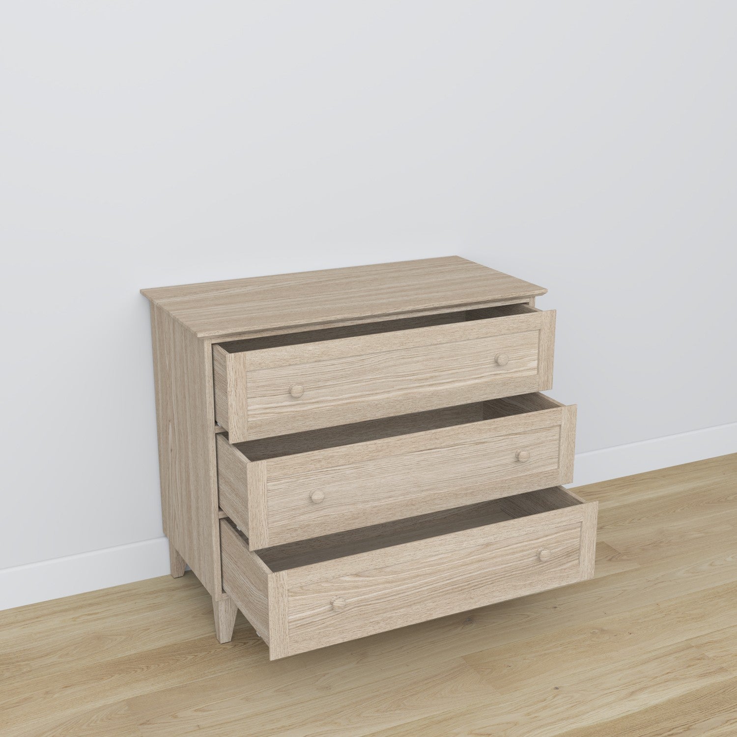 Chest of drawers 3S oak bleached oak 105 cm in bedroom – Scandinavian arrangement