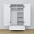 Wardrobe 2D1S white with oak – open drawer, spacious storage compartment, wooden