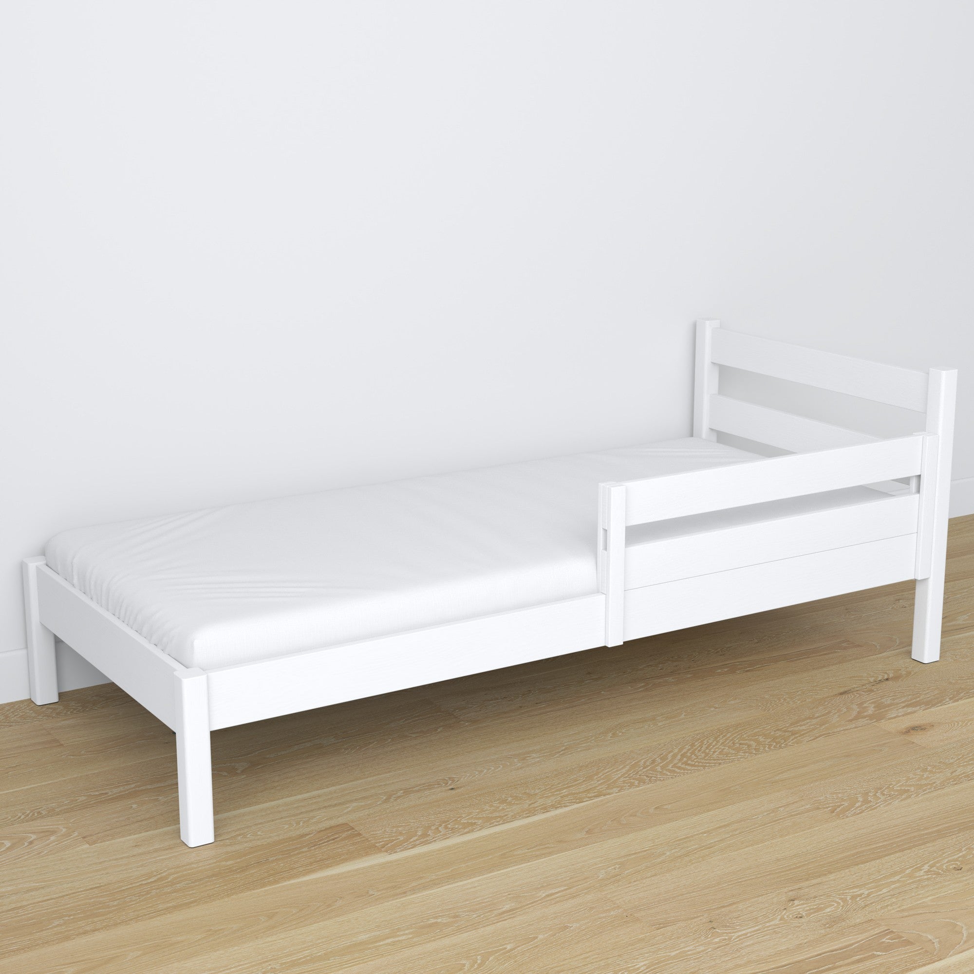 Valbeveiliging wit gemonteerd in bed – close-up