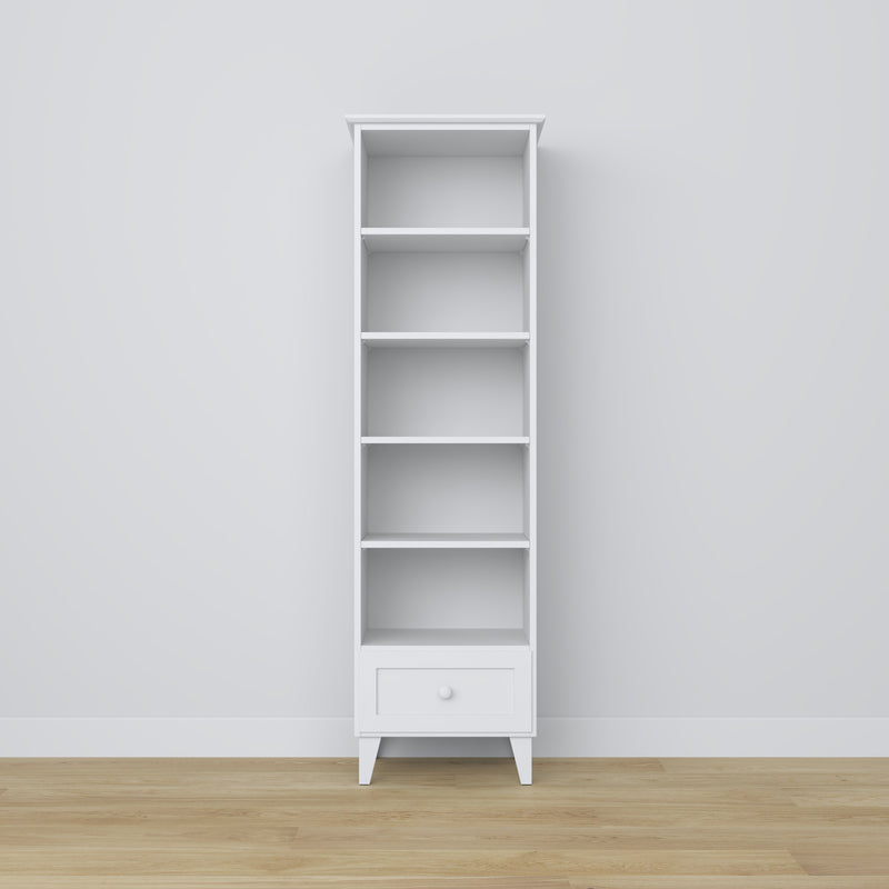 Bookcase with drawer wooden white 57 cm – living room and office, Scandinavian style
